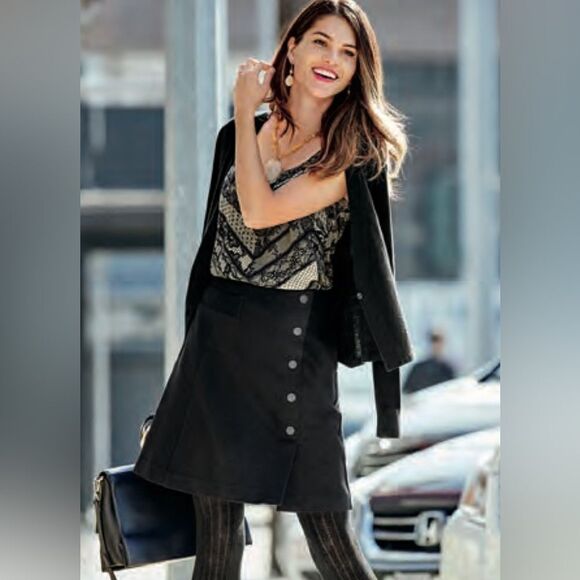 CAbi Women's 6 A-Line Button Detail Ponte Knit Utility Skirt - Picture 2 of 9